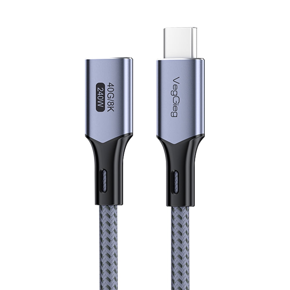 Cable Extensión Usb Tipo C 1 Metro Veggieg V-u412 Macho Hembra 240w Power Delivery Carga Rápida Datos 10gbps Compatible Notebook Macbook Celular Tablet