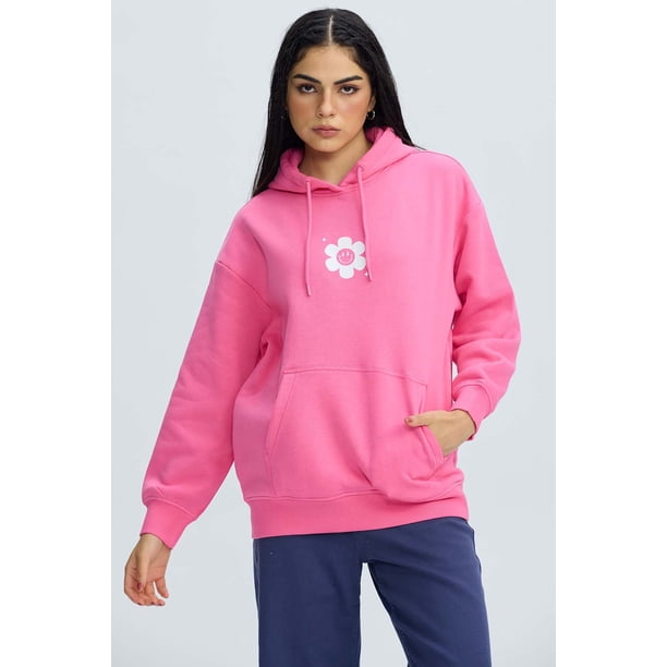 Polerón Mujer Oversize Print Rosado Claro