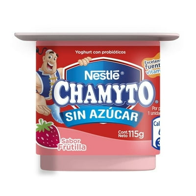 Yoghurt Batido Con Probiótico Sin Azúcar Sabor Frutilla Pote 115 G Chamyto