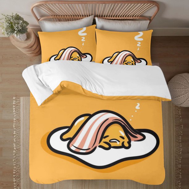 GUDETAMA 3-Piece Bedding Set For Kids Boys Girls Adult Cartoon Warm Cute Fashion Holiday Present Gift Bed Sheets