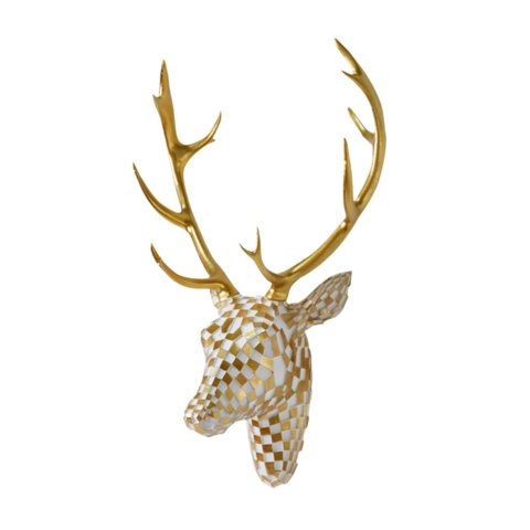 Ioensy - Cabeza De Ciervo Para Colgar En La Pared, Decoración De Resina Para Sala De Estar, Interior, Blanco Y Dorado.