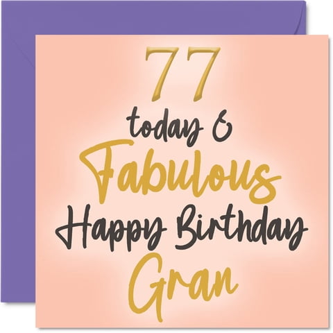 Tarjeta De Cumpleaños Stuff4 Fabulous 77Th Birthday Gran, 5.7 X 5.7 Pulgadas