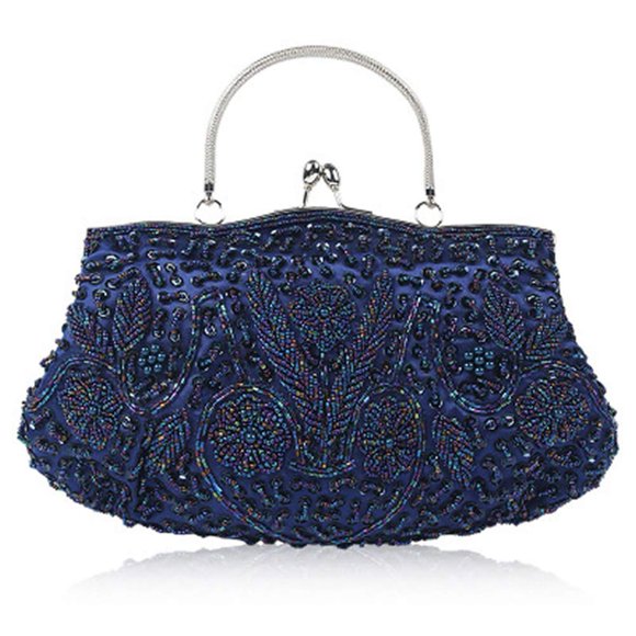 Bolso de mano EROUGE 29 cm con lentejuelas y cuentas florales