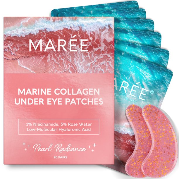 Almohadillas de gel para ojos MAREE Pink Marine Collagen para mujeres con ojos hinchados