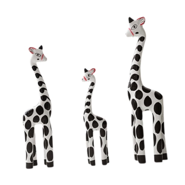 Escultura De Jirafa De Madera, Artesanía Creativa, Figura Animal Para Decoración Del Hogar Y La Oficina, Color Blanco Y Negro