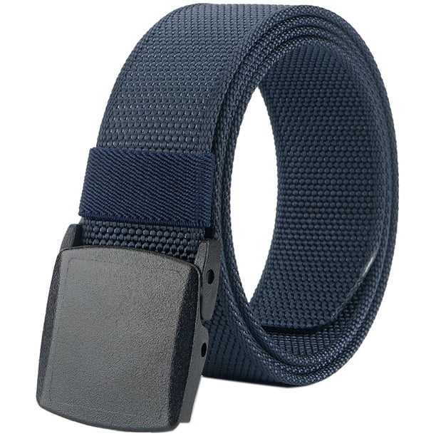 Cinturón de nailon para hombre, con hebilla de plástico, transpirable, para trabajo y deportes, 130cm, Azul Marino
