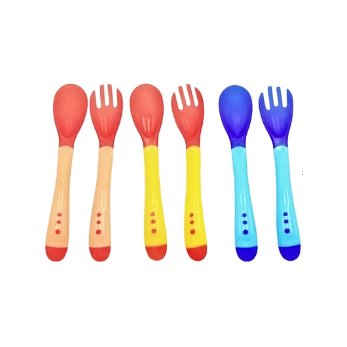 Genérica - Set Cubiertos Tenedor Cuchara Con Sensor Temperatura Bebe Azul