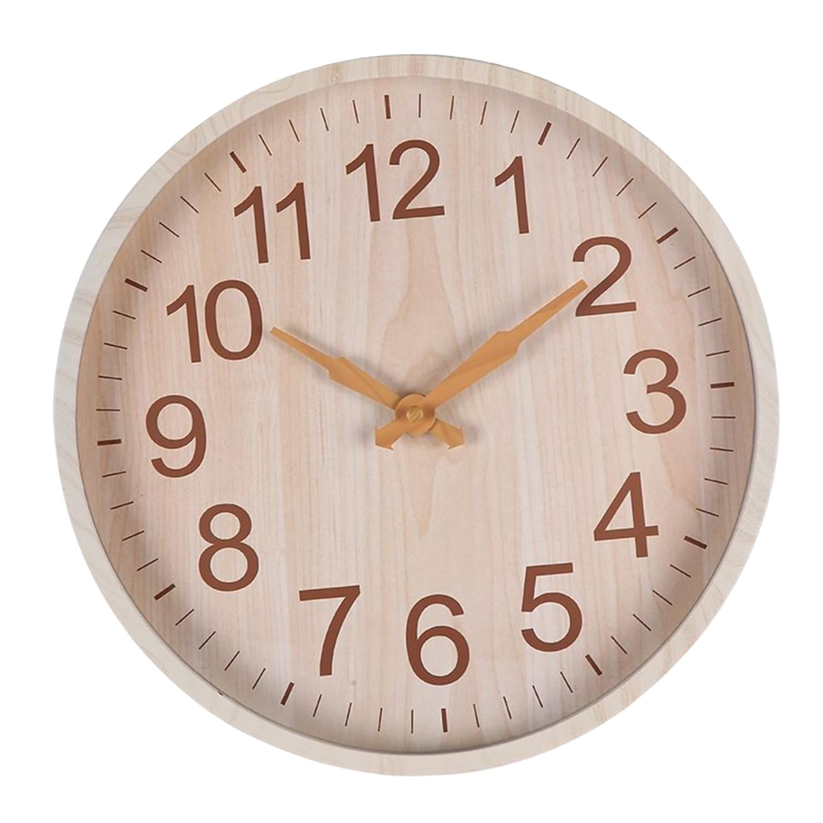 Magideal - Reloj De Pared De Madera Minimalista Nórdico Alimentado Por Batería, Sin Tictac, Relojes Redondos, Decoración Para Habitación Y Hogar, Restaurante, Ce , Madera Beige
