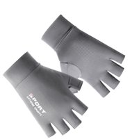 Ioensy - Hombres Guantes De Seda Helada Verano Protección Solar Antideslizante Pesca Medio Dedo Gris