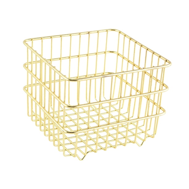 Organizador de Cosméticos Cesta de Almacenamiento de Hierro Contenedor Metálico Versátil para Cosméticos Frutas Snacks Y Accesorios Pequeños Adecuado Oro 13x13x107cm