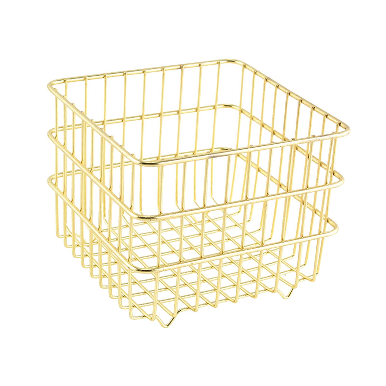 Magideal - Organizador De Cosméticos Cesta De Almacenamiento De Hierro Contenedor Metálico Versátil Para Cosméticos Frutas Snacks Y Accesorios Pequeños Adecuado Oro 13X13X107Cm