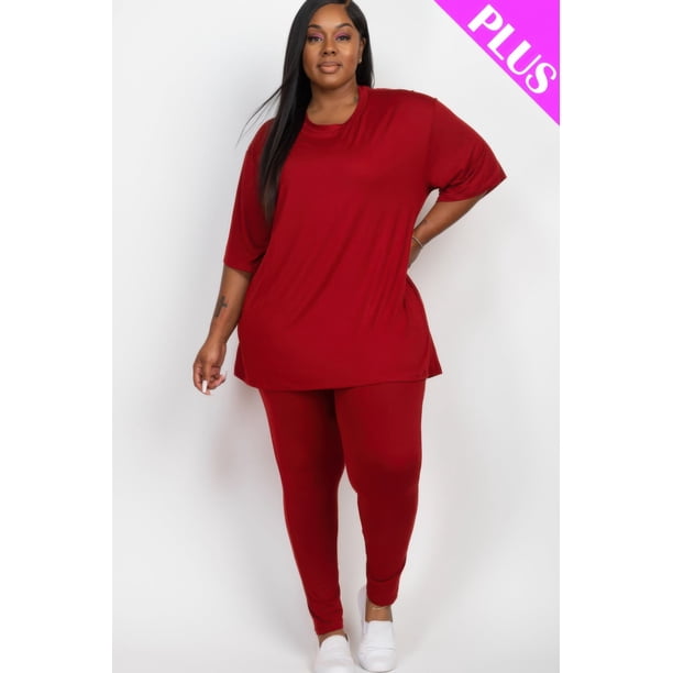 Conjunto de Camiseta y Leggings Extragrandes de Talla Grande