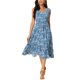 thumbnail image 2 of Vestido Midi de Rayón con Estampado Floral sin Mangas para Mujer de INSPIRE CHIC, Escote en V, Volantes en Capas, Cintura Elástica, Vestido Casual de Verano con Bolsillos Azul M, 2 of 6