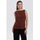thumbnail image 1 of Polera Mujer Con Textura Y Abertura Café Oscuro, 1 of 4