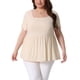 thumbnail image 1 of Agnes Orinda Camisas de Canalé para Mujer de Talla Grande, Blusas Peplum Sólidas con Cuello Cuadrado, Ropa Babydoll 1X Beige, 1 of 6