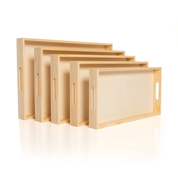 Bandejas de servicio anidadas de madera, set de 5, para manualidades