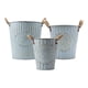 thumbnail image 1 of Set 3 Macetero Metalico Celeste Decorativo Con Asas Jardín, 1 of 7