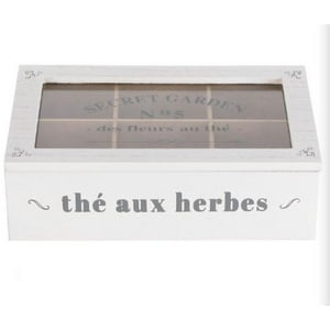 Oem - Caja De Té Mediana De Madera 6 Espacios The Herbes