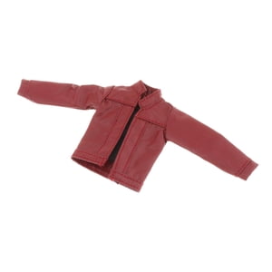 Magideal - 1/12 Soldado Femenino Abrigo De Cuero Sintético Disfraz De Soldado En Miniatura Muñecas Accesorio De Vestir Mini Abrigo De Cuero Disfraz Para Figuras Rojo