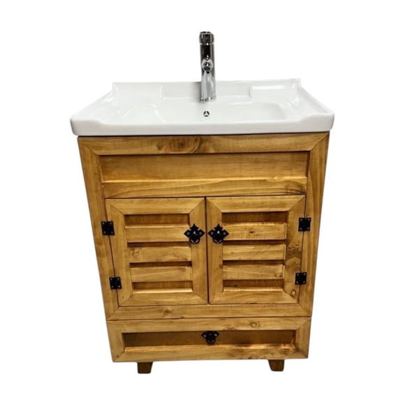 Kit Vanitorio Con Mueble 60x47 Estilo Rustico