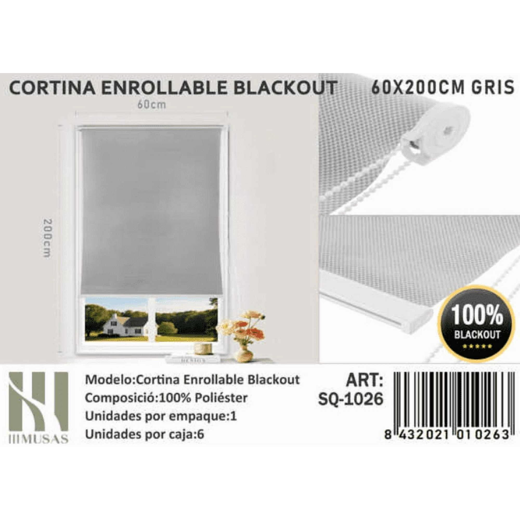 Tecnocasa - Cortina Roller Blackout 60x200cm Gris-1026