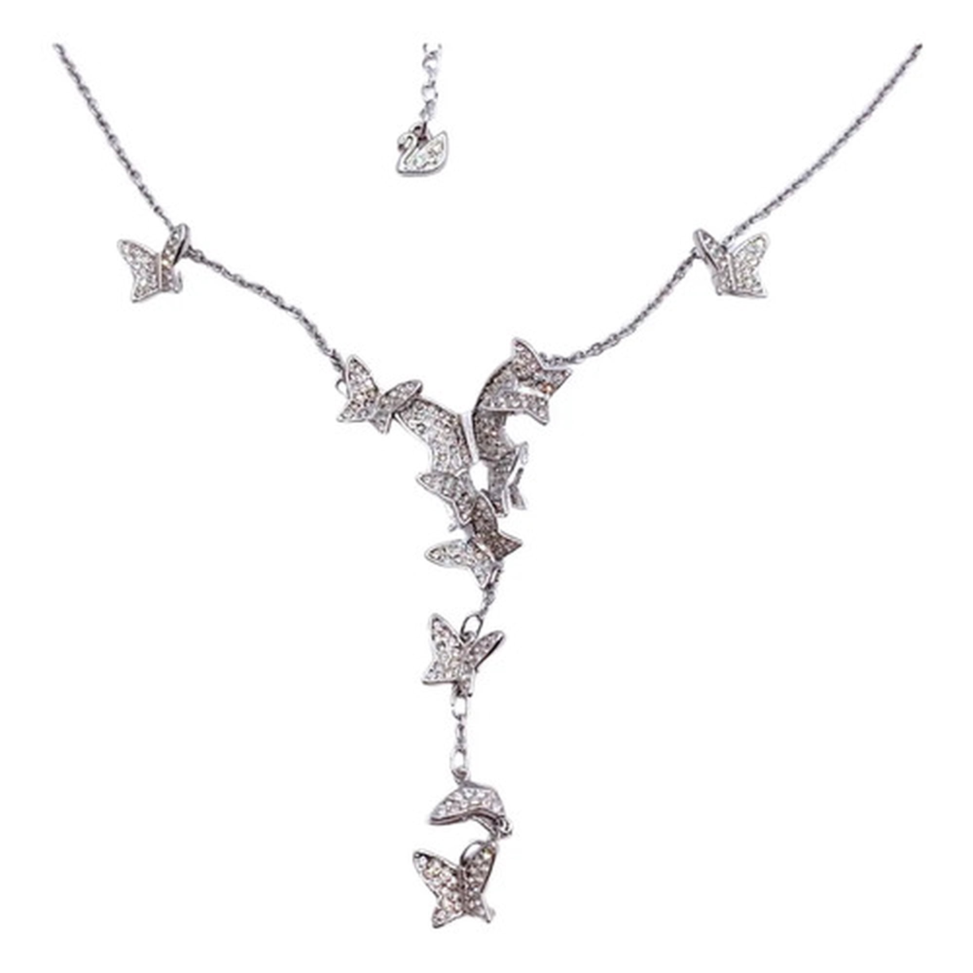 Marca - Collar Mil Mariposas, Circonita Pavé, Regalo Plateado