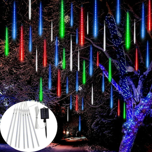 1pc Outdoor Solar Meteor Rain Lights, 8 Tubes 192LEDs/288LEDs Christmas Lights String Lights For Garden Tree Holiday Party Decorations
