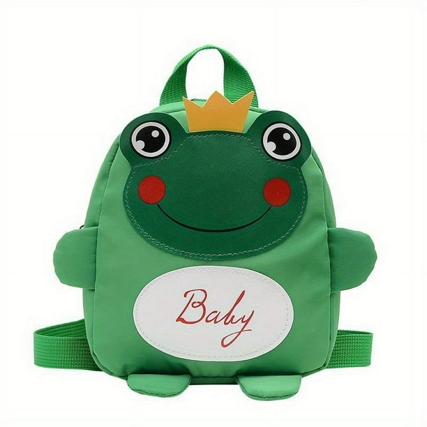 Children's Casual Cartoon Frog Backpack With Traction Rope, Casual Cute Backpack