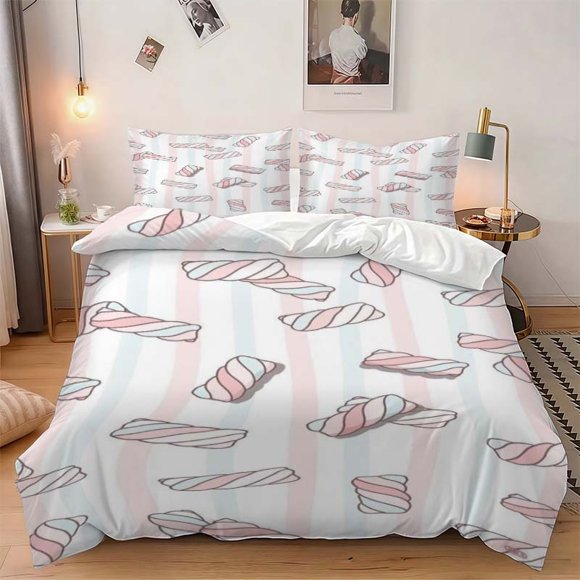 3pcs Macaron Marshmallow Pattern Three-Piece Set Soft And Comfortable Bedding Set Available in All Seasons