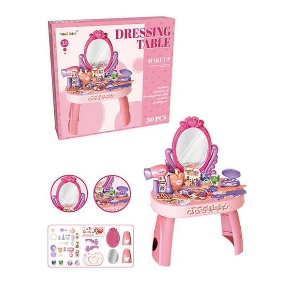Tocador Belleza Dressing Table Rosa con Espejo 30 Piezas