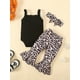 thumbnail image 4 of Girls AUNTIE IS MY BESTIE Letter Print Cami Romper + Floral Print Flared Pants + Headband Set, Trendy Baby Clothes, 4 of 5