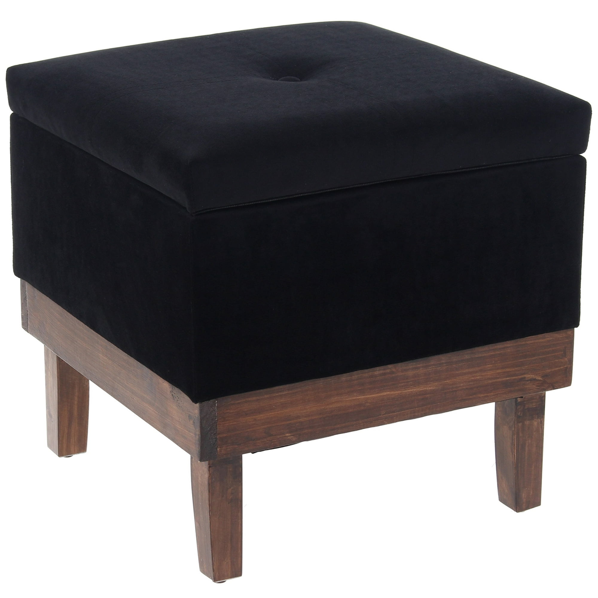 Máxima Design - Pouf Baúl Emilia Negro Felpa 45x45x46 Cm