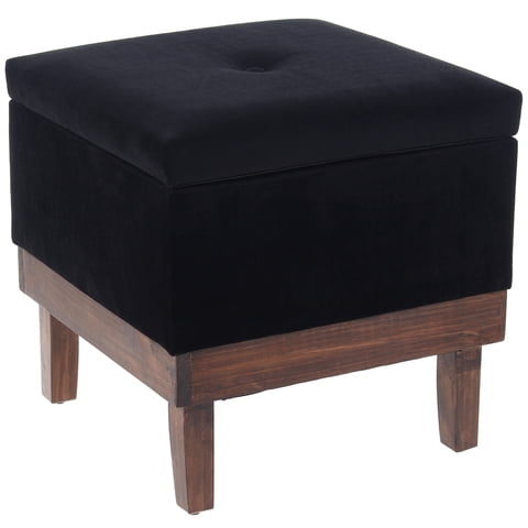 Máxima Design - Pouf Baúl Emilia Negro Felpa 45X45X46 Cm