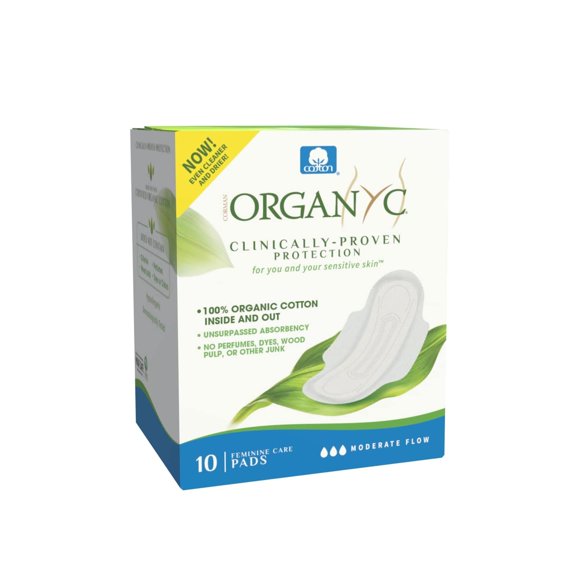 Almohadillas femeninas Organyc 100% algodón orgánico certificado x10