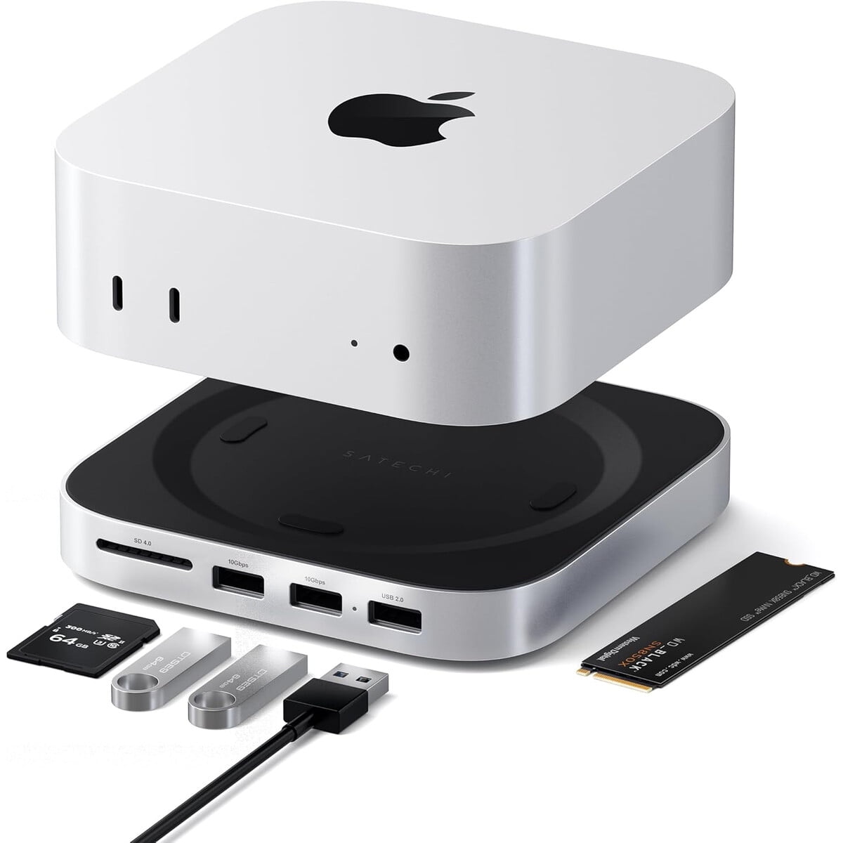 Hub Satechi Mac Mini M4 Soporte Nvme Ssd 4tb Usb 3.2
