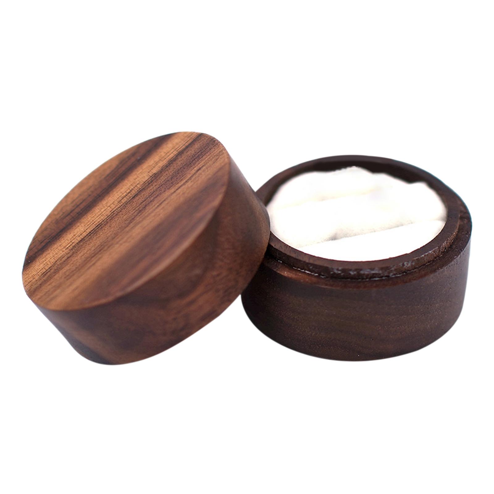 Ioensy - Caja De Madera Para Anillos De Bodas, Recuerdo, Redonda, Multiusos, Para Compromiso, Boda, Decoración, Estilo B