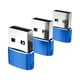 thumbnail image 1 of 3 Piezas Tipo C 3.1 A USB 2.0 Adaptador De Transmisión De Datos Para Auriculares Azul, 1 of 5