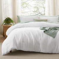 Juego De Edredón Bedsure, Tamaño Queen, Blanco, Prelavado, 3 Piezas