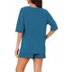 thumbnail image 3 of INSPIRE CHIC Conjuntos de Lounge para Mujeres 2026 Verano Cuello en V Acanalado Casual Conjuntos Sueltos a Juego 2 Piezas Conjunto Corto Pijamas con Bolsillos M Azul, 3 of 6
