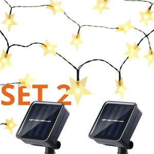 Genérico - Set 2 Guirnaldas Solar Estrellas Calida Decoracion 5 Metros