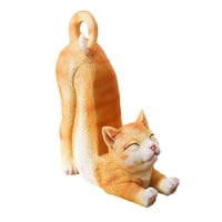 Magideal - Estatuilla De Gato, Escultura De Animal, Soporte Para Teléfono, Artesanía Decorativa, Estatua De Gatito Antideslizante, Adorno De Escritorio Para Sala Naranja