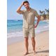 thumbnail image 2 of INSPIRE CHIC Conjunto de Camisa y Pantalones Cortos Texturizados para Hombre Verano Playa 2 Piezas Talla XL Caqui, 2 of 5