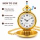 thumbnail image 4 of Reloj de bolsillo I-MART dorado de 47 mm con cadena estilo vintage, 4 of 8