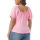 thumbnail image 3 of Agnes Orinda Blusa de Mujer Talla Grande Bordado de Ojal Cuello Cuadrado Lazo Frontal Manga Corta Verano Blusa Corta Linda 3X Rosa, 3 of 6