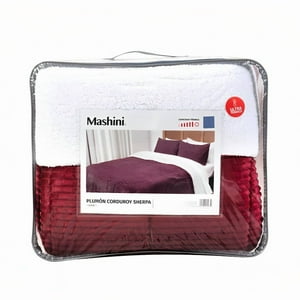 Plumón Corduroy Coral Sherpa 1.5 Plazas / Burdeo – Mashini 180×240 Cm.