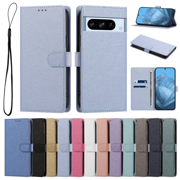 Funda Cartera de PU para Google Pixel 8 Pro con Tarjetas, Azul Cielo
