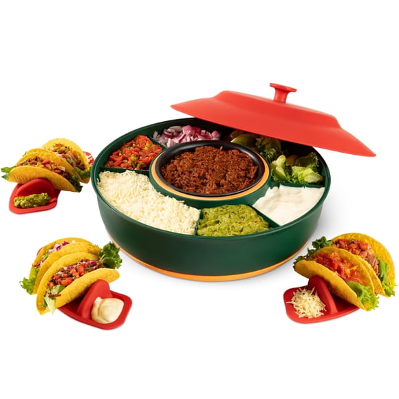 Set para servir Taco Bar Kusini Lazy Susan con olla caliente de 900 ml