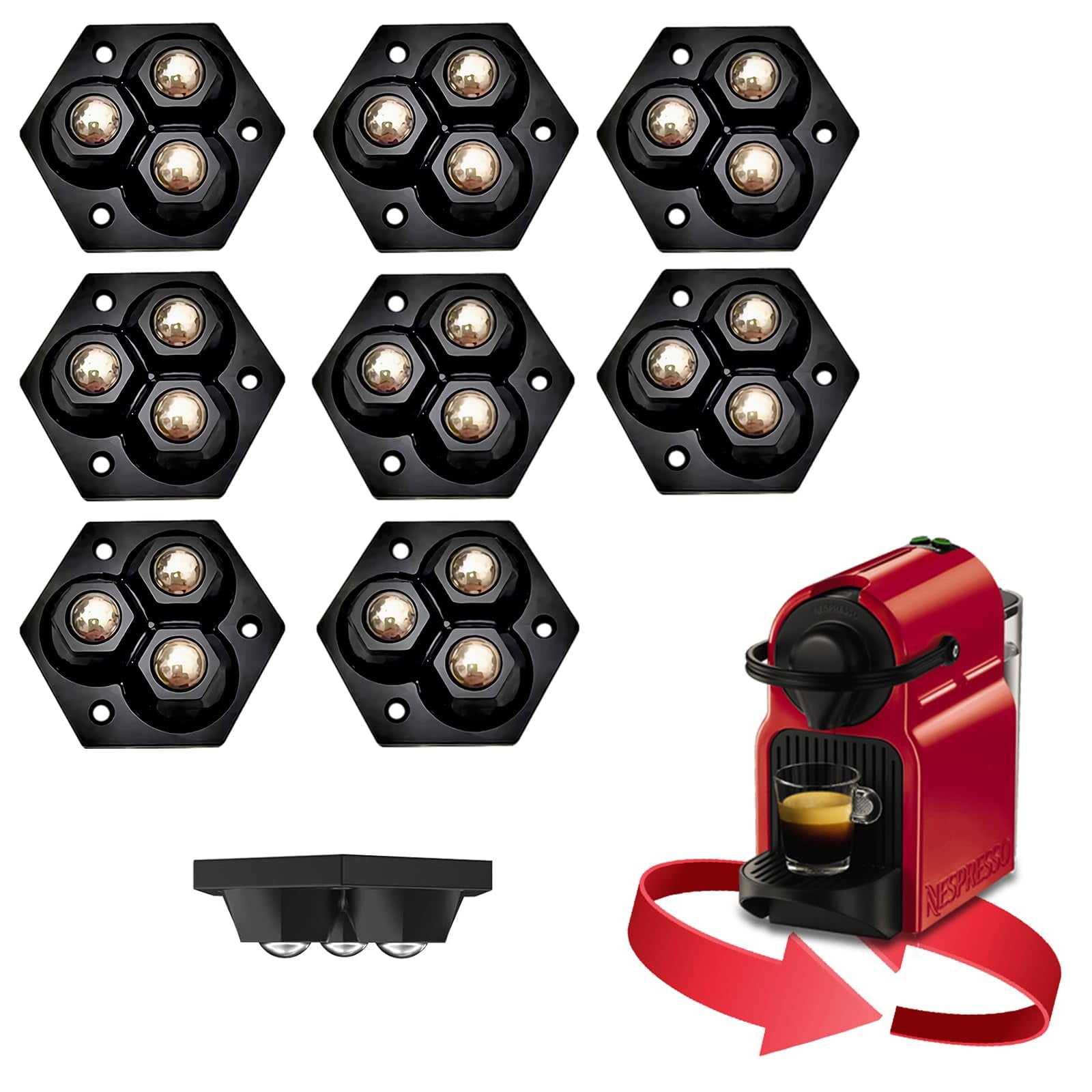 Yadkldrne - Juego De 8 Deslizadores De Muebles Caster Wheels Para Cocina, Color Negro