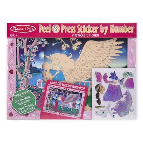Melissa & Doug - Pegatina Number Peel & Press Mystical Unicorn Con Marco