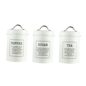 Genérico - Tarros De Almacenamiento De Cocina De 3 Piezas Juego De Botes Herméticos De Azúcar De Té De Café Blanco